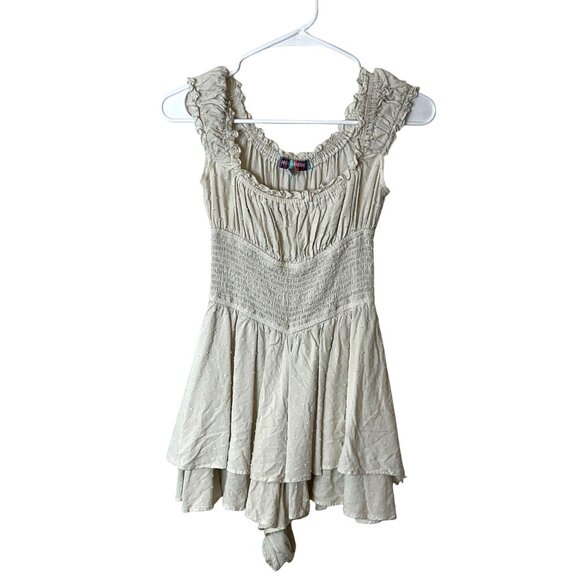 Urban Outfitters Cream Ruffle Smocked Romper ROMantic SmalL S WOMENS - Picture 2 of 10
